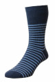Men's Stripe Cotton Softop® Socks - HJ940-French Navy-6-11