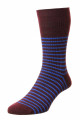 Men's Stripe Cotton Softop® Socks - HJ940-Maroon-6-11