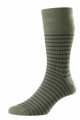 Men's Stripe Cotton Softop® Socks - HJ940-Olive/Irongate-6-11