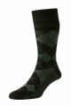 HJ96 - Black/Mid Grey - 6-11 Argyle Wool Softop® Socks 