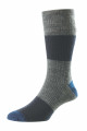 HJ981 - Dark Navy Mix - 6-11 - Block Stripe Wool Softop® Men's Socks