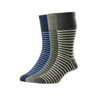 3-Pairs - Stripe Cotton Softop® Men's Socks - HJ940/3PK - (6-11) 