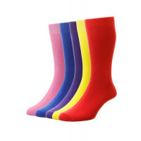 5-Pairs - Bright Colours Cotton Fashion Sock - HJ48/5PK - (UK 6-11)