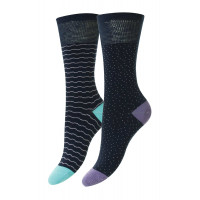 Dash/Wave Bamboo Comfort Top Women's Socks - 2 Pair Pack - HJ534