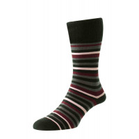 Multi Stripe Organic Cotton Comfort Top Men's Socks - HJ640