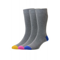 Executive™ Contrast Heel and Toe - Cotton Rich - THREE PAIR PACK - Men's Socks - HJ7119/3 